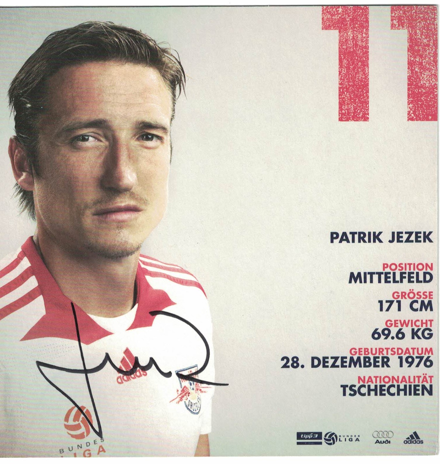 Patrik Jezek Red Bull Salzburg 2009/10 Podpisova karta autogram