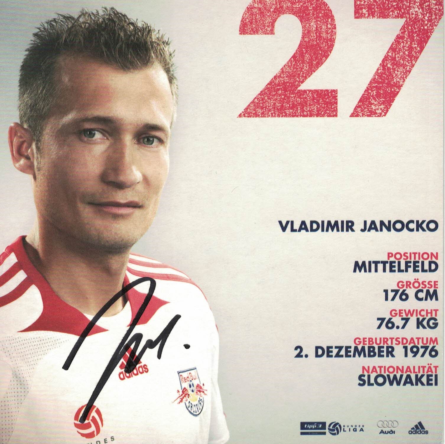 Vladimir Janocko Red Bull Salzburg 2009/10 Podpisova karta autogram