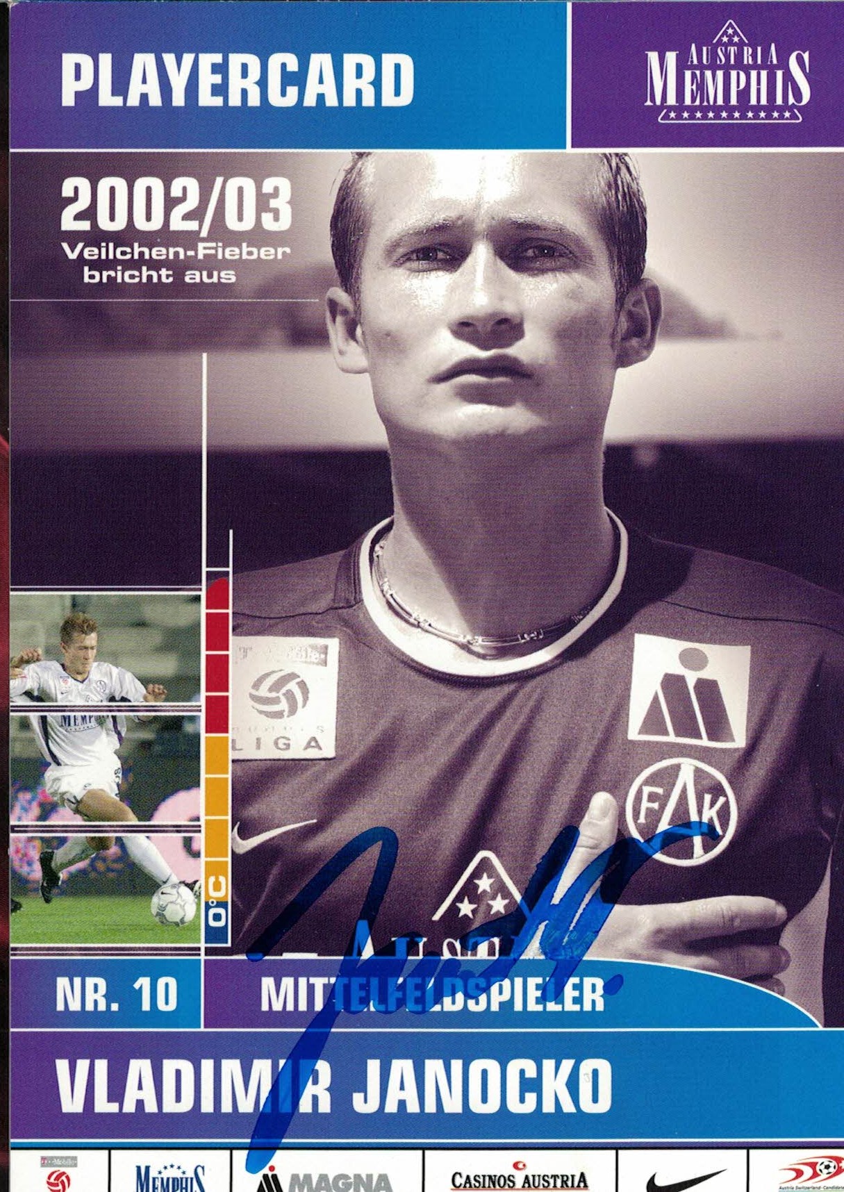 Vladimir Janocko Austria Memphis Wien 2002/03 Podpisova karta autogram