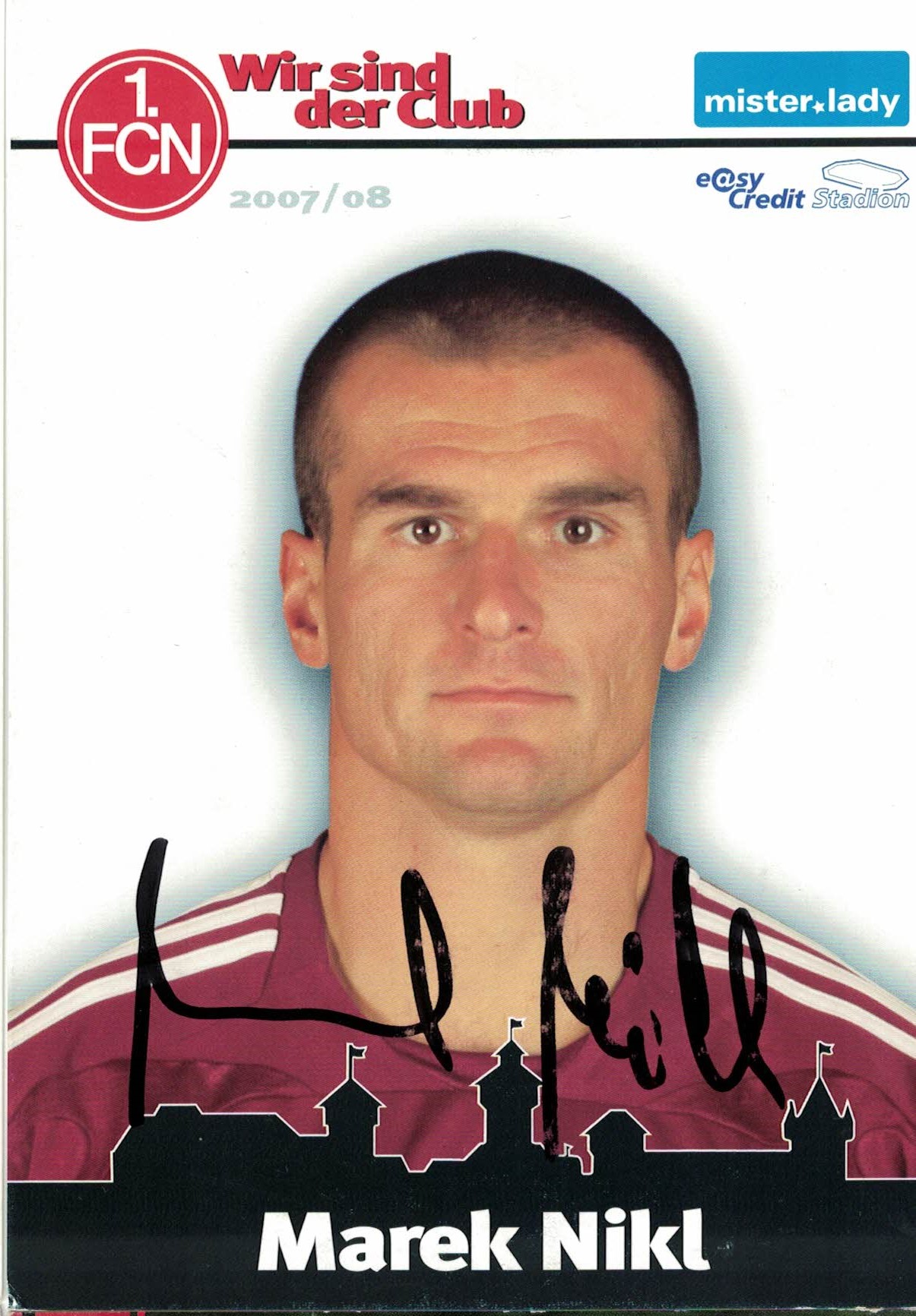 Marek Nikl 1. FC Nurnberg 2007/08 Podpisova karta autogram