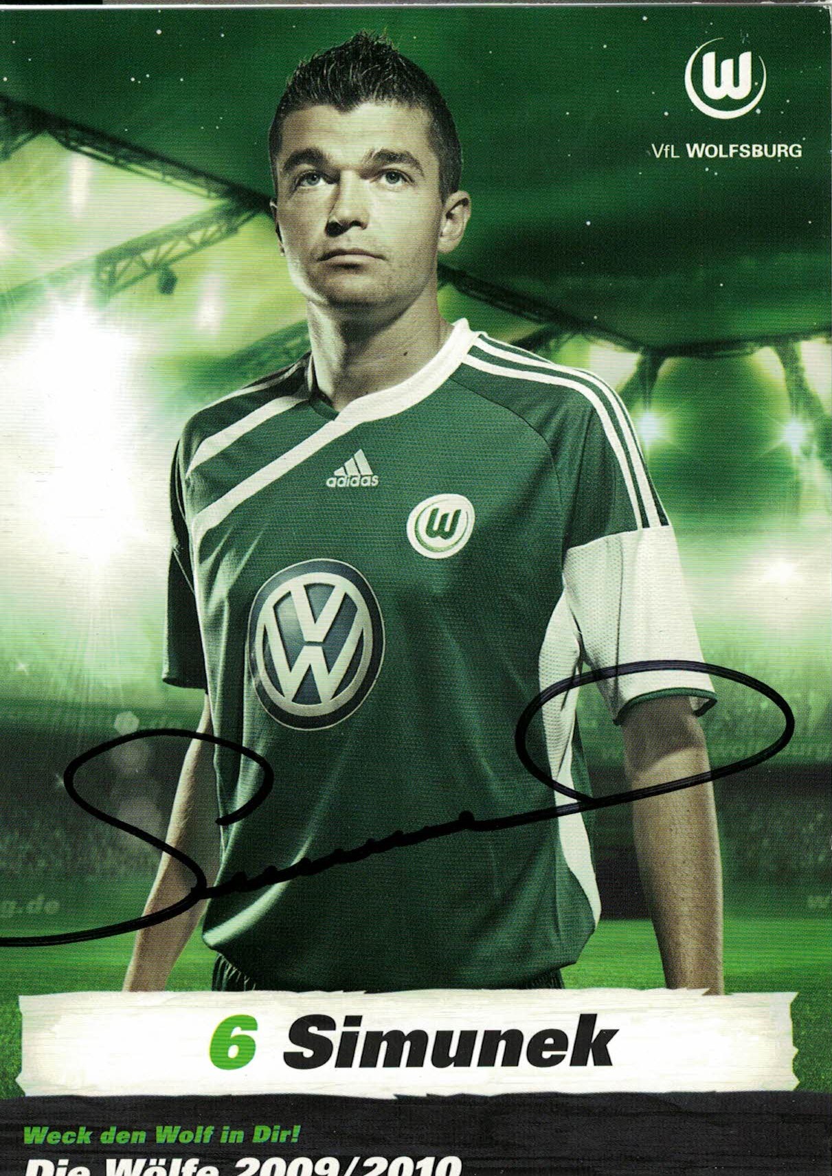 Jan Simunek VfL Wolfsburg 2009/10 Podpisova karta autogram