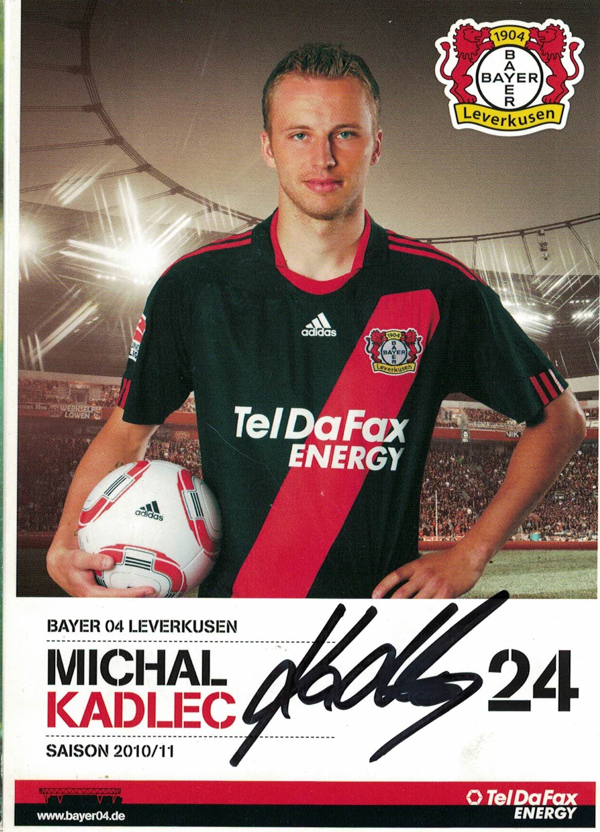 Michal Kadlec Bayer 04 Leverkusen 2010/11 Podpisova karta autogram