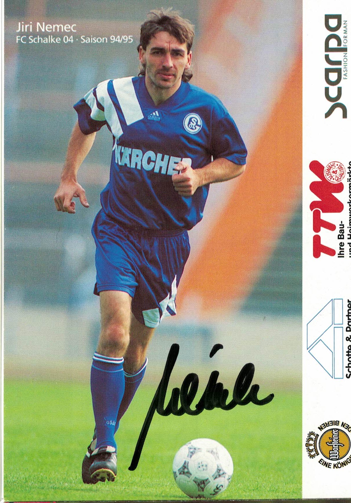 Jiri Nemec Schalke 04 1994/95 Podpisova karta autogram