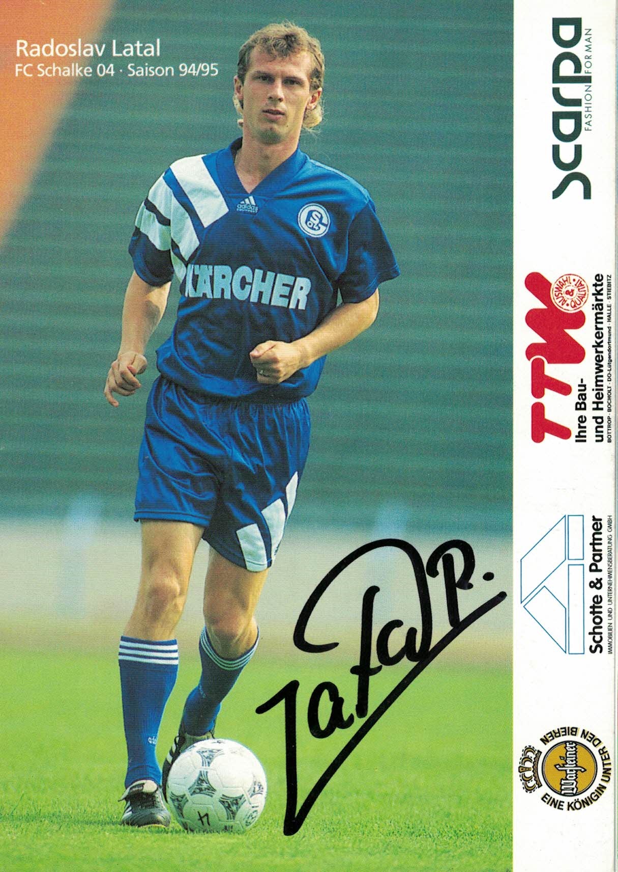 Radoslav Latal Schalke 04 1994/95 Podpisova karta autogram