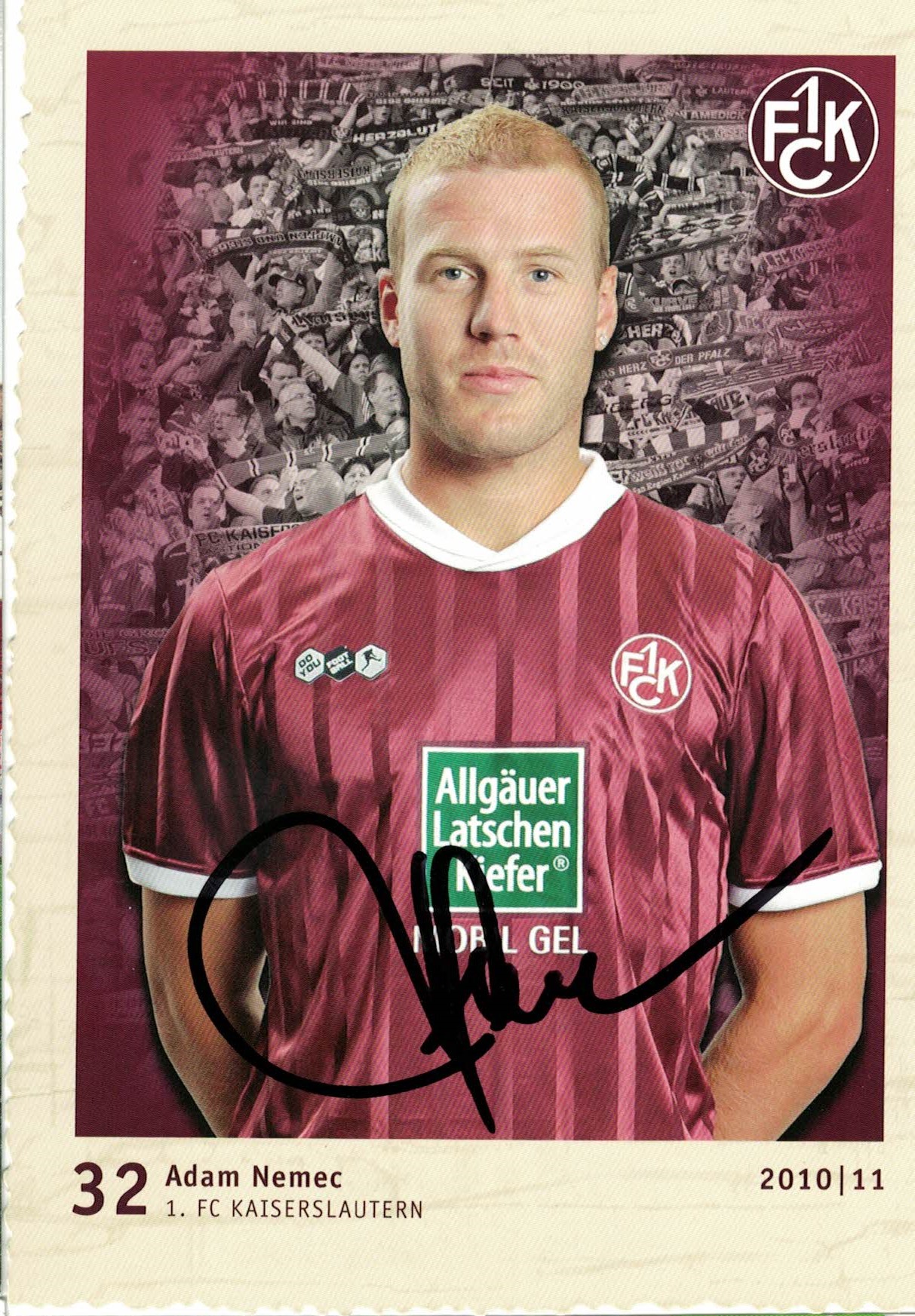 Adam Nemec 1. FC Kaiserslautern 2010/11 Podpisova karta autogram
