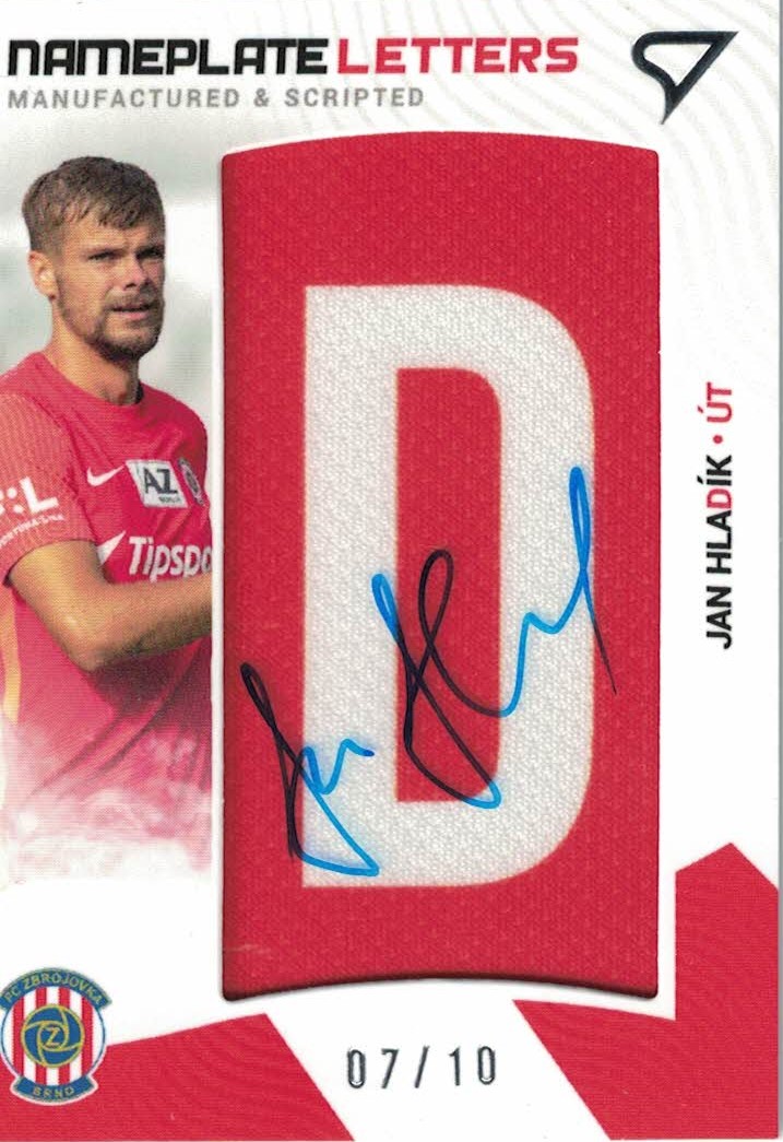 Jan Hladik Brno SportZoo FORTUNA:LIGA 2022/23 1. serie Nameplate Letters /10 #NL-HL