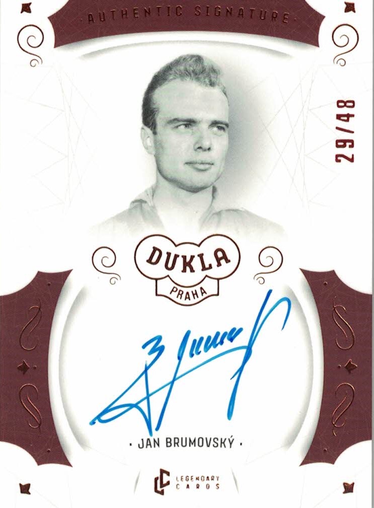 Jan Brumovsky Dukla Praha Bravo Dukla Legendary Cards Authentic Signature Orange /48 #AS-BRJ