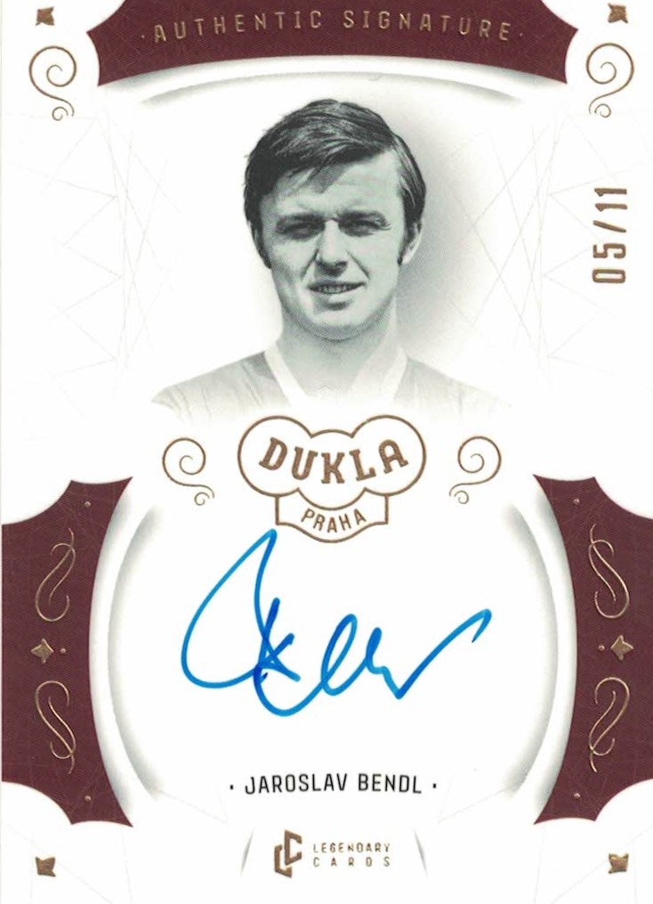 Jaroslav Bendl Dukla Praha Bravo Dukla Legendary Cards Authentic Signature Gold Mat /11 #AS-BEJ