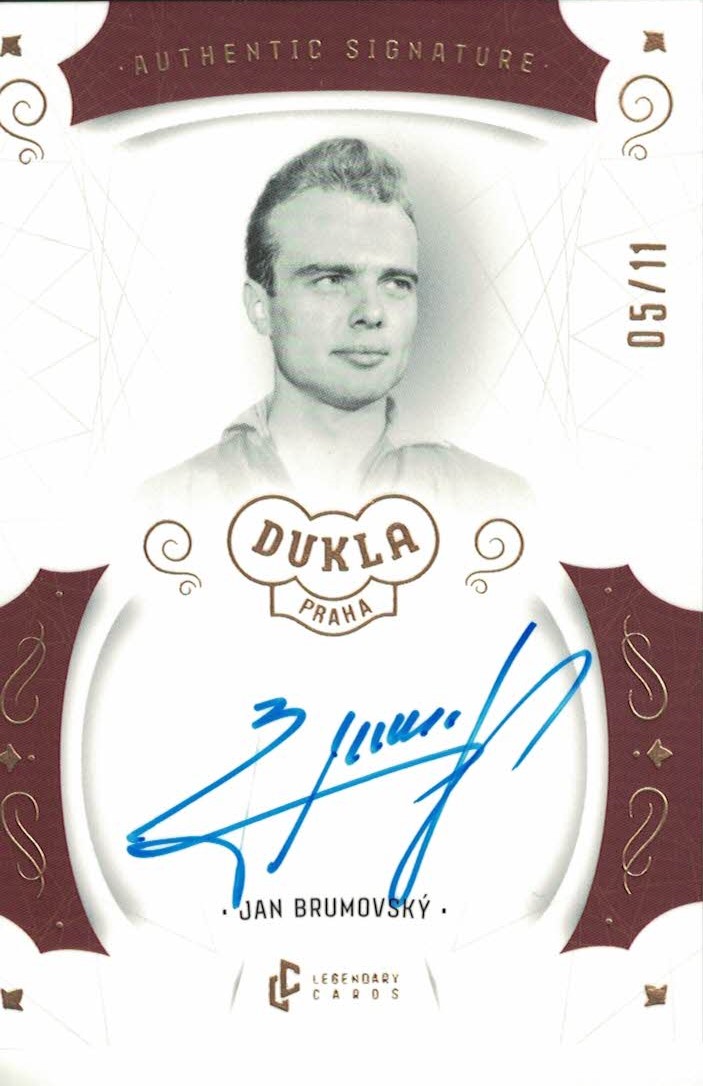 Jan Brumovsky Dukla Praha Bravo Dukla Legendary Cards Authentic Signature Gold Mat /11 #AS-BRJ