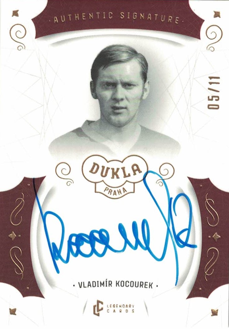 Vladimir Kocourek Dukla Praha Bravo Dukla Legendary Cards Authentic Signature Gold Mat /11 #AS-KOV