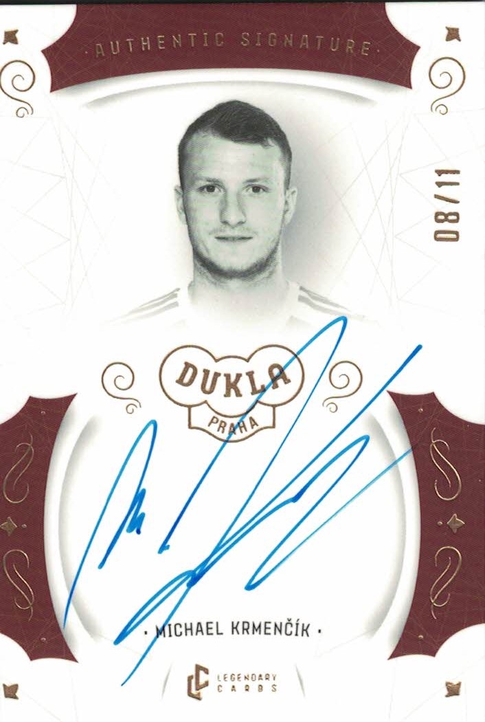 Michael Krmencik Dukla Praha Bravo Dukla Legendary Cards Authentic Signature Gold Mat /11 #AS-KRM