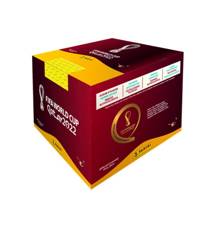 Panini World Cup 2022 Qatar Box (50 balíčků) Orange version Fotbalové samolepky