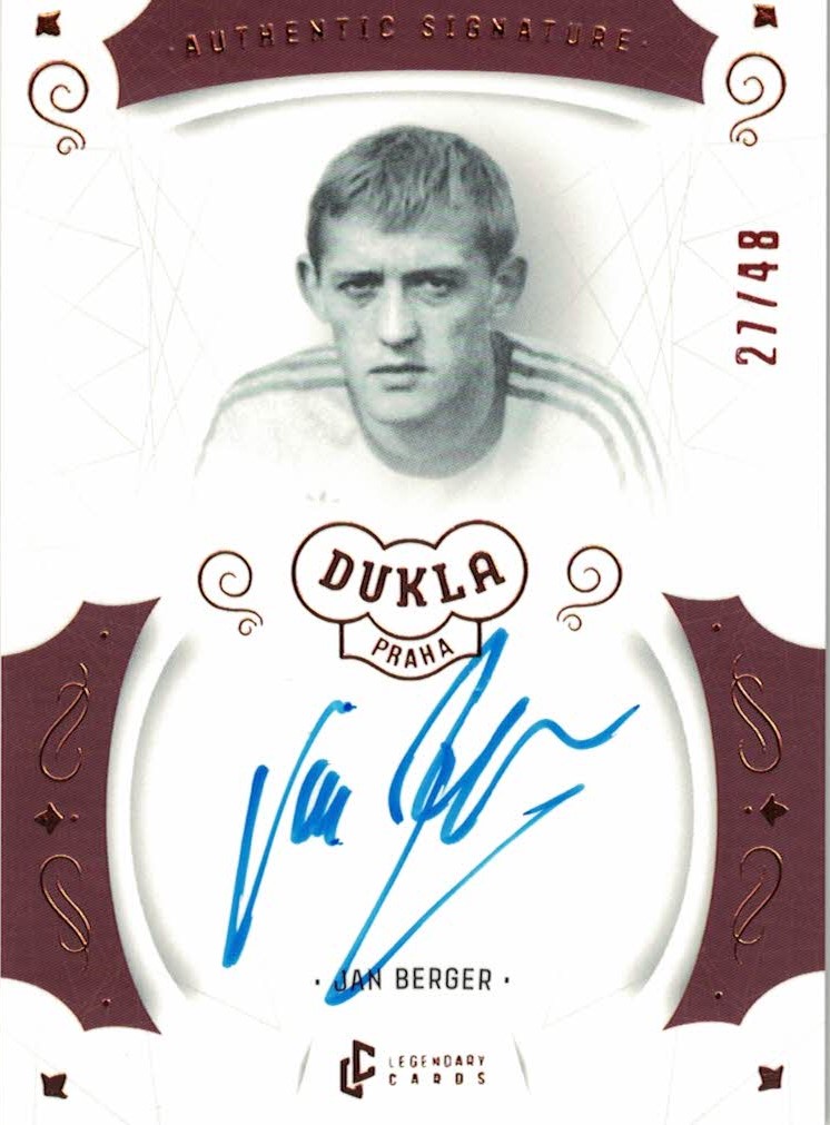 Jan Berger Dukla Praha Bravo Dukla Legendary Cards Authentic Signature Orange /48 #AS-BEA