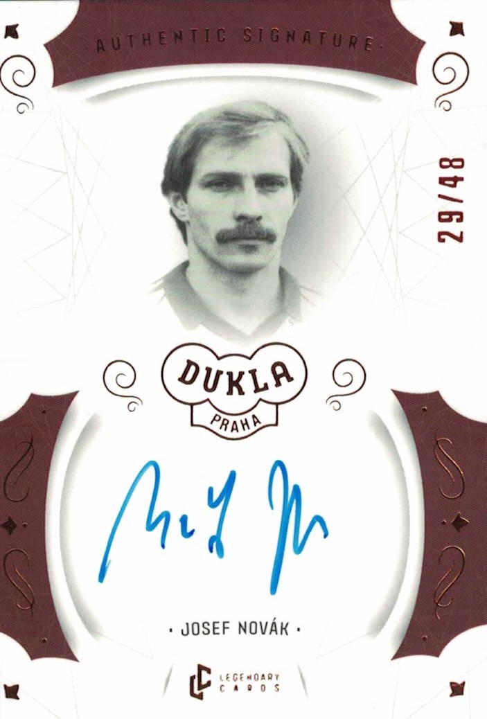 Josef Novak Dukla Praha Bravo Dukla Legendary Cards Authentic Signature Orange /48 #AS-NOJ