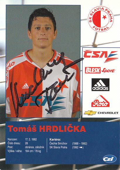 Tomáš Hrdlička SK Slavia Praha 2005/06 Podpisova karta Autogram