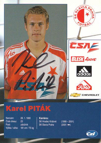 Karel Piták SK Slavia Praha 2005/06 Podpisova karta Autogram