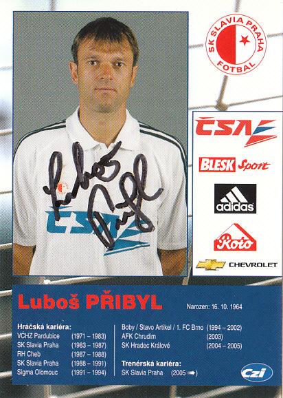 Luboš Přibyl SK Slavia Praha 2005/06 Podpisova karta Autogram