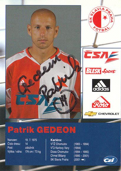 Patrik Gedeon SK Slavia Praha 2005/06 Podpisova karta Autogram