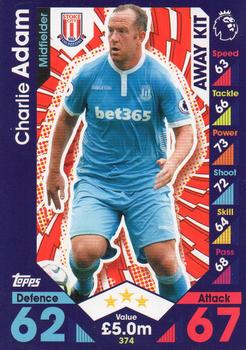 Charlie Adam Stoke City 2016/17 Topps Match Attax Away Kit #374