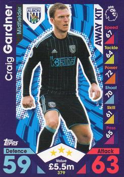 Craig Gardner West Bromwich Albion 2016/17 Topps Match Attax Away Kit #379