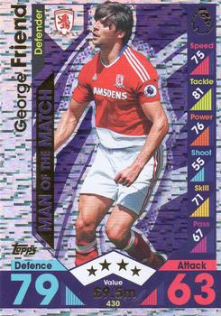 George Friend Middlesbrough 2016/17 Topps Match Attax Man of the Match #430