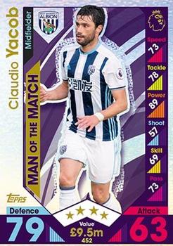 Claudio Yacob West Bromwich Albion 2016/17 Match Attax Man of the Match #452