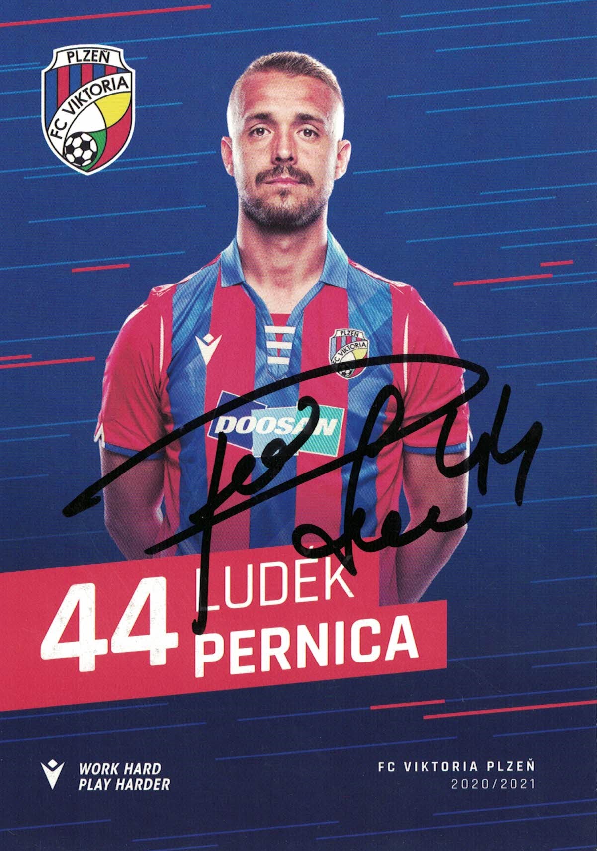 Ludek Pernica FC Viktoria Plzen 2020/21 Podpisova karta Autogram
