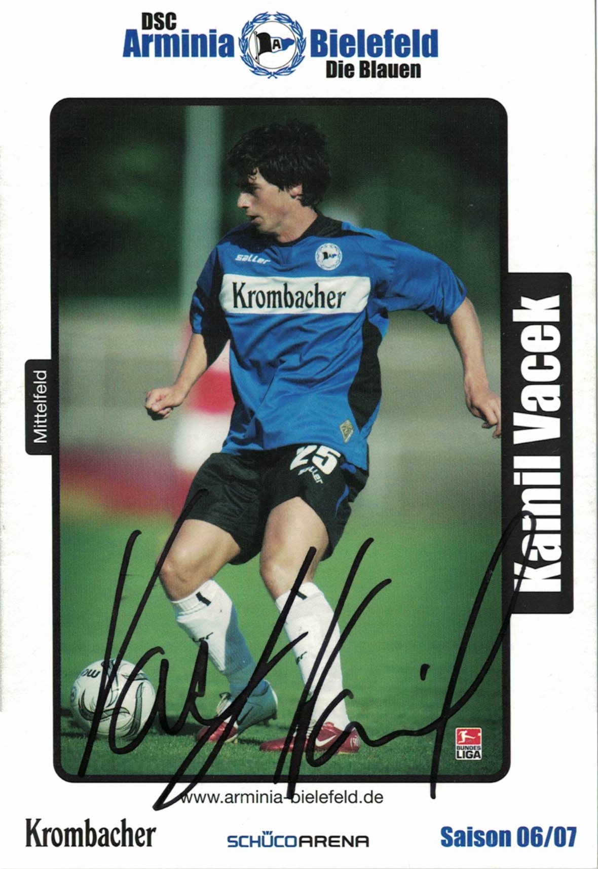Kamil Vacek Arminia Bielefeld 2006/07 Podpisova karta autogram