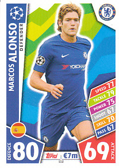 Marcos Alonso Chelsea 2017/18 Topps Match Attax CL #112