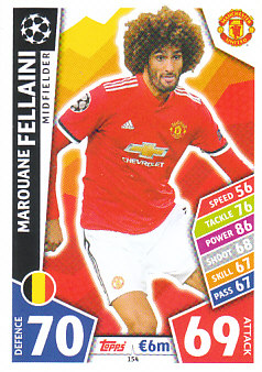 Marouane Fellaini Manchester United 2017/18 Topps Match Attax CL #154