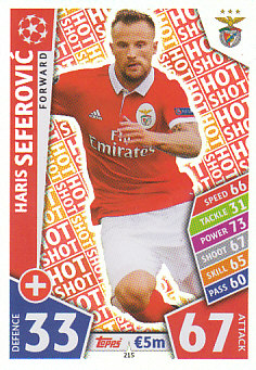 Haris Seferovic SL Benfica 2017/18 Topps Match Attax CL Hot Shot #215