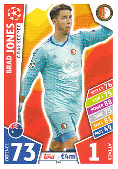 Brad Jones Feyenoord 2017/18 Topps Match Attax CL #344