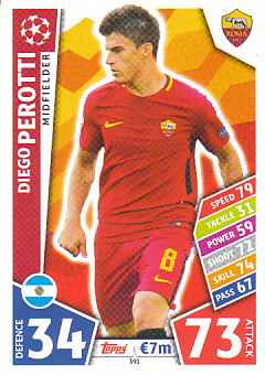 Diego Perotti AS Roma 2017/18 Topps Match Attax CL #391