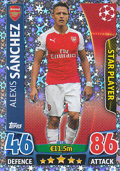 Alexis Sanchez Arsenal 2015/16 Topps Match Attax CL Star Player #17