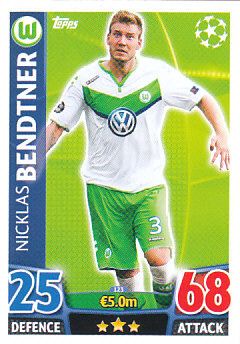 Nicklas Bendtner VfL Wolfsburg 2015/16 Topps Match Attax CL #123