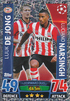 Luuk de Jong / Luciano Narsingh PSV Eindhoven 2015/16 Topps Match Attax CL Forward Duo #162
