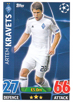 Artem Kravets Dynamo Kyiv 2015/16 Topps Match Attax CL #303