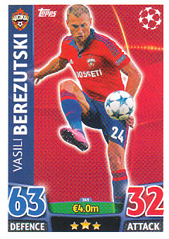 Vasili Berezutski CSKA Moscow 2015/16 Topps Match Attax CL #349