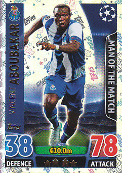 Vincent Aboubakar FC Porto 2015/16 Topps Match Attax CL Man of the Match #470