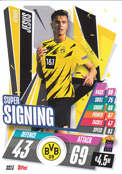 Reinier Jesus Borussia Dortmund 2020/21 Topps Match Attax CL Update Super Signing #SIG13