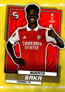 Bukayo Saka Arsenal Topps UEFA Football Superstars 2022/23 Common Yellow #163