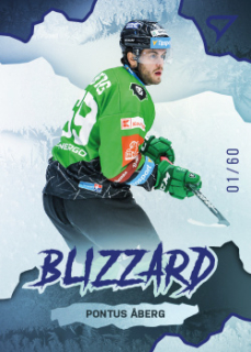 Pontus Aberg Mlada Boleslav Tipsport ELH 2022/23 SportZoo 1. serie Blizzard Blue /60 #BL-11