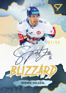 Zdenek Dolezal Ceske Budejovice Tipsport ELH 2022/23 SportZoo 1. serie Blizzard Gold Auto /50 #BLS-ZD