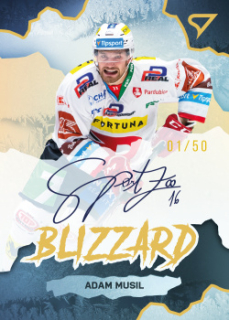 Adam Musil Pardubice Tipsport ELH 2022/23 SportZoo 1. serie Blizzard Gold Auto /50 #BLS-AM