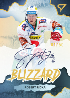 Robert Ricka Pardubice Tipsport ELH 2022/23 SportZoo 1. serie Blizzard Gold Auto /50 #BLS-RR