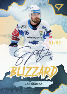 Jan Scotka Kometa Brno Tipsport ELH 2022/23 SportZoo 1. serie Blizzard Gold Auto /50 #BLS-JS