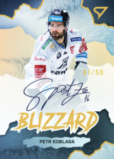 Petr Koblasa Karlovy Vary Tipsport ELH 2022/23 SportZoo 1. serie Blizzard Gold Auto /50 #BLS-KO