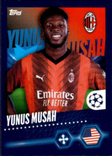 Yunus Musah A.C. Milan samolepka Topps UEFA Champions League 2023/24 #37