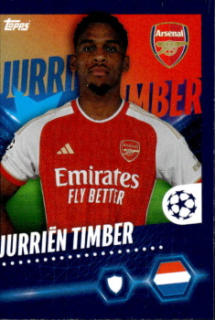 Jurrien Timber Arsenal samolepka Topps UEFA Champions League 2023/24 #53