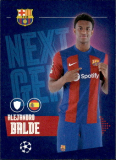 Alejandro Balde FC Barcelona samolepka Topps UEFA Champions League 2023/24 Next Gen #140